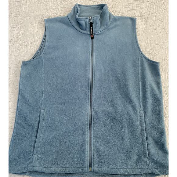 Wms Woolrich Sz L Horizon Blue Full Zip Sleeveless Pockets Golf Vest - Picture 3 of 9